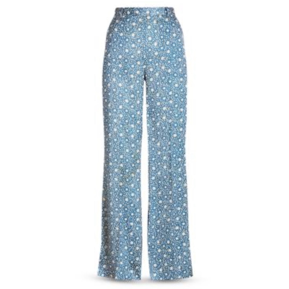Polo Ralph Lauren Starburst-Motif Satin Wide-Leg Pant Size 2 Excellent Condition - Picture 2 of 9